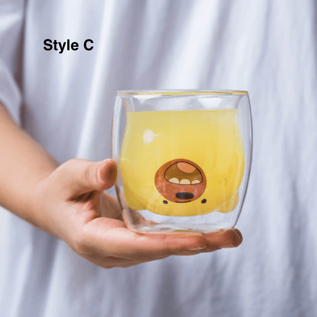 Bear Shaped Glass Mug | Double Wall | Clear