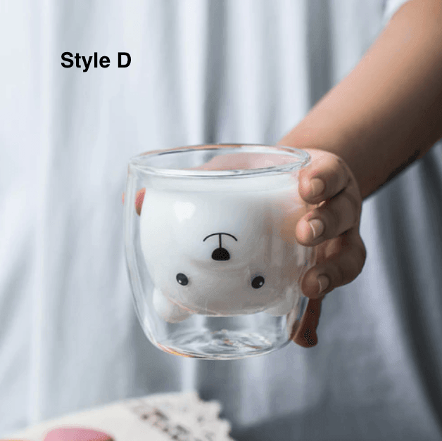 Bear Shaped Glass Mug | Double Wall | Clear