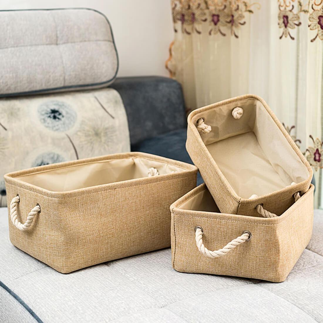 Storage Box | Eco-Friendly Canvas & EVA | Beige, Multiple Sizes