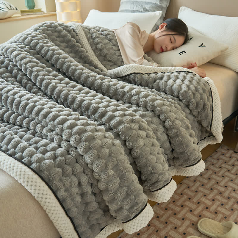 Thick Coral Fleece Throw Blanket | Reversible Polyester | Full/Queen Size