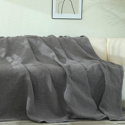Plaid Sofa Blanket | Soft Cotton Gauze | Single Piece