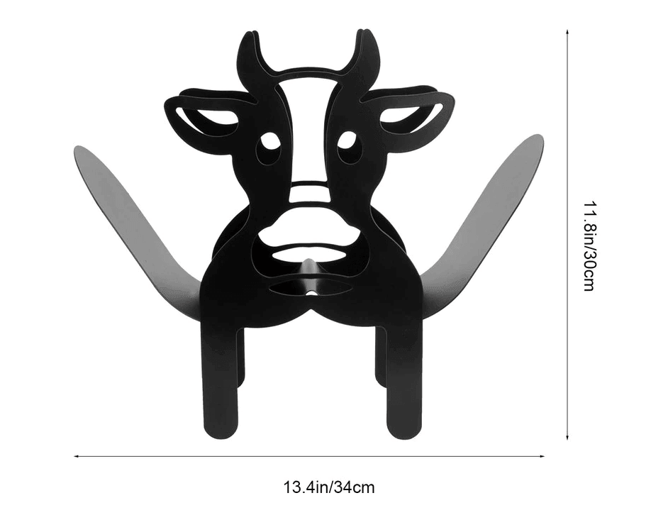 Black Cow Toilet Roll Holder | Metal | Black