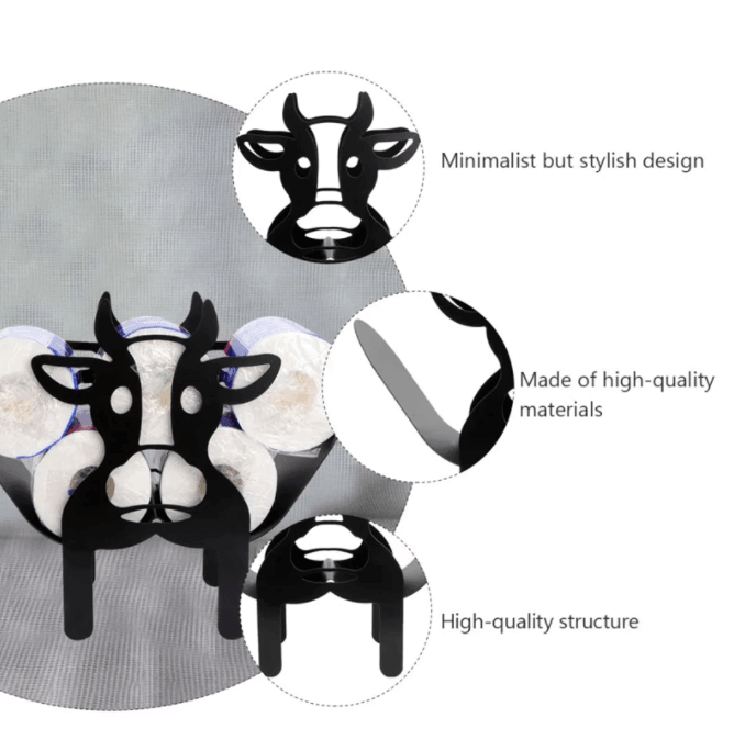 Black Cow Toilet Roll Holder | Metal | Black