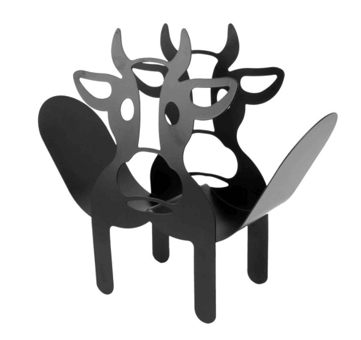 Black Cow Toilet Roll Holder | Metal | Black