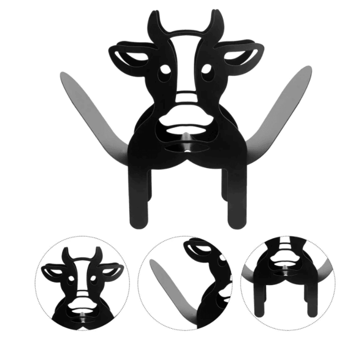 Black Cow Toilet Roll Holder | Metal | Black