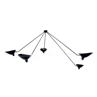 Serge Mouille Three-Arm Ceiling Lamp | Lacquered Aluminum & Steel | White or Black