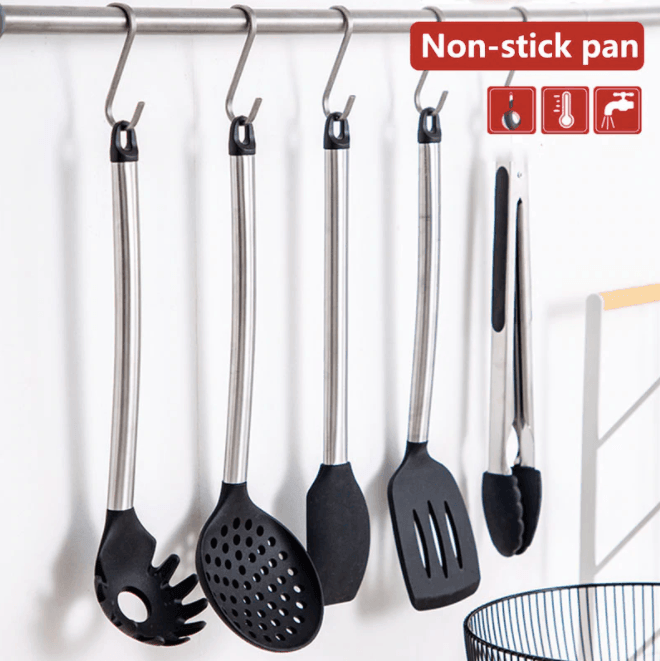 Silicone Kitchen Utensil Set | Food Grade Silicone | Black/Red