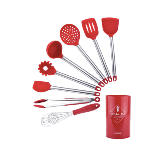 Silicone Kitchen Utensil Set | Food Grade Silicone | Black/Red