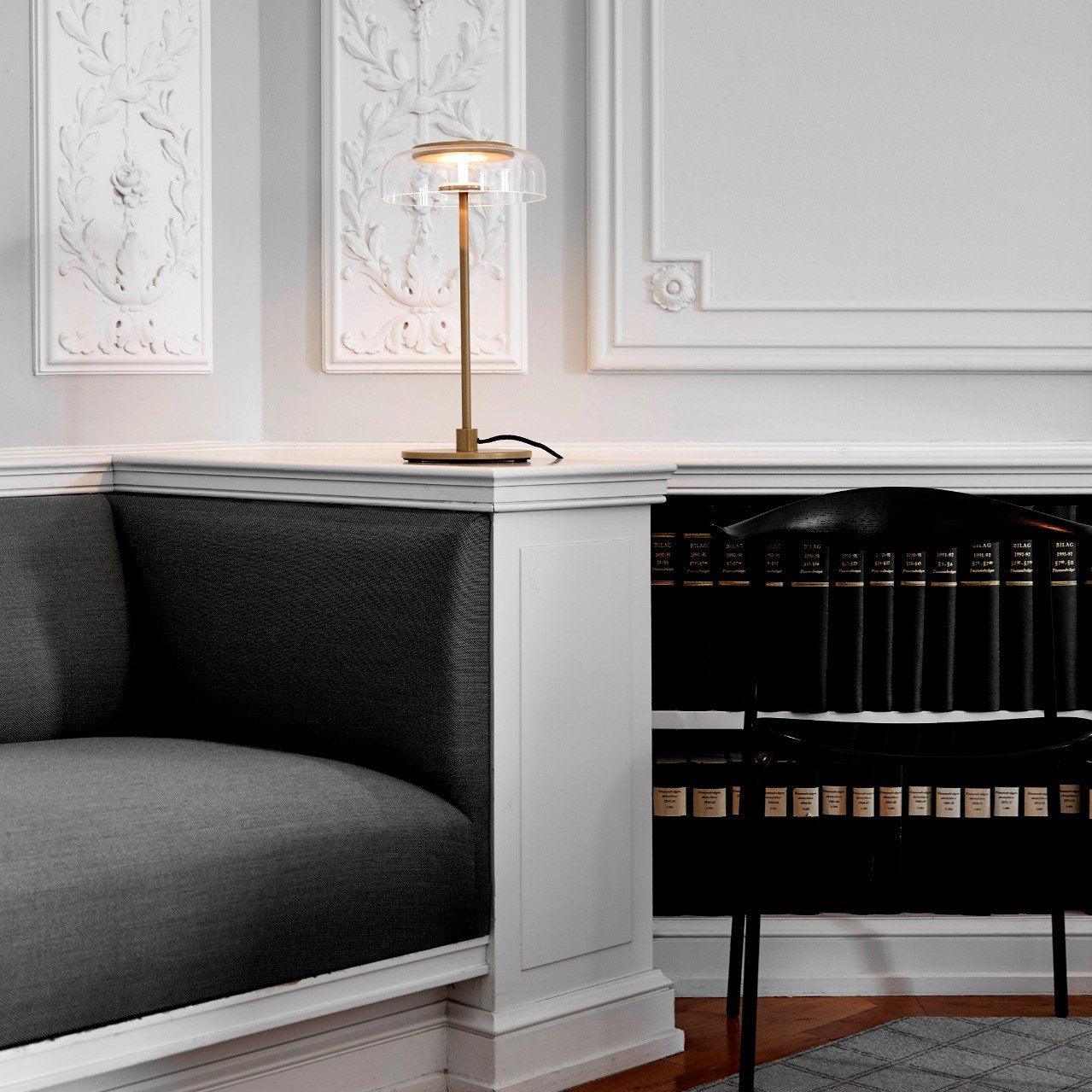 Solara Table Lamp | Brass & Glass | Clear or Grey Shade
