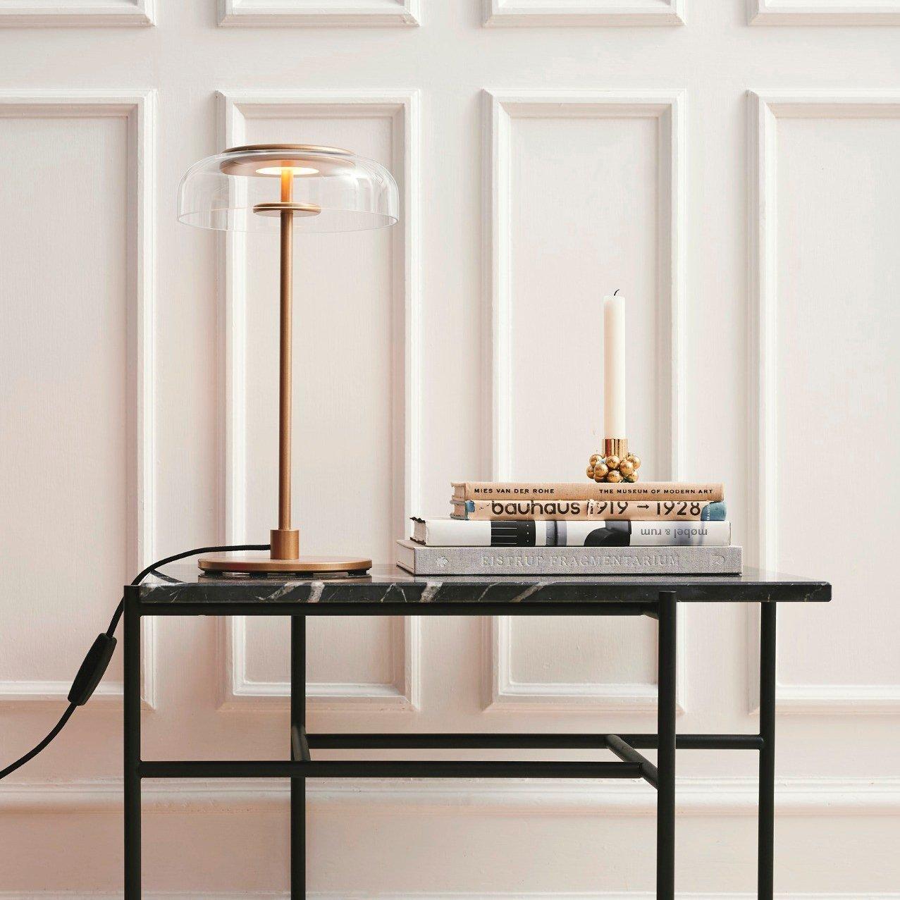 Solara Table Lamp | Brass & Glass | Clear or Grey Shade