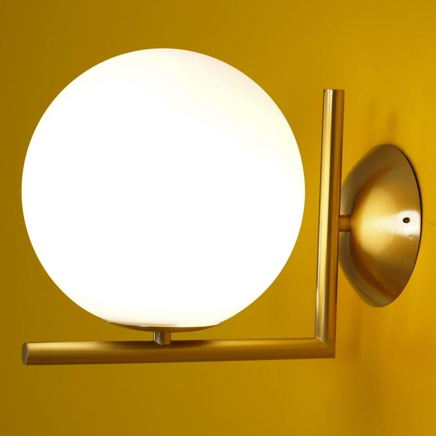 Blown Glass Wall Lamp | Opal Glass | Gold or Black