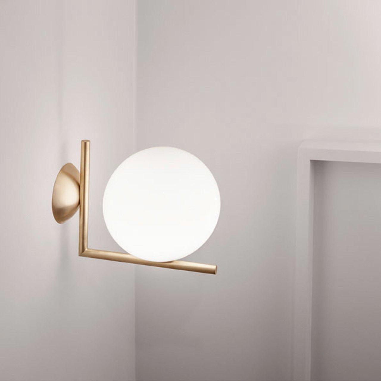 Blown Glass Wall Lamp | Opal Glass | Gold or Black