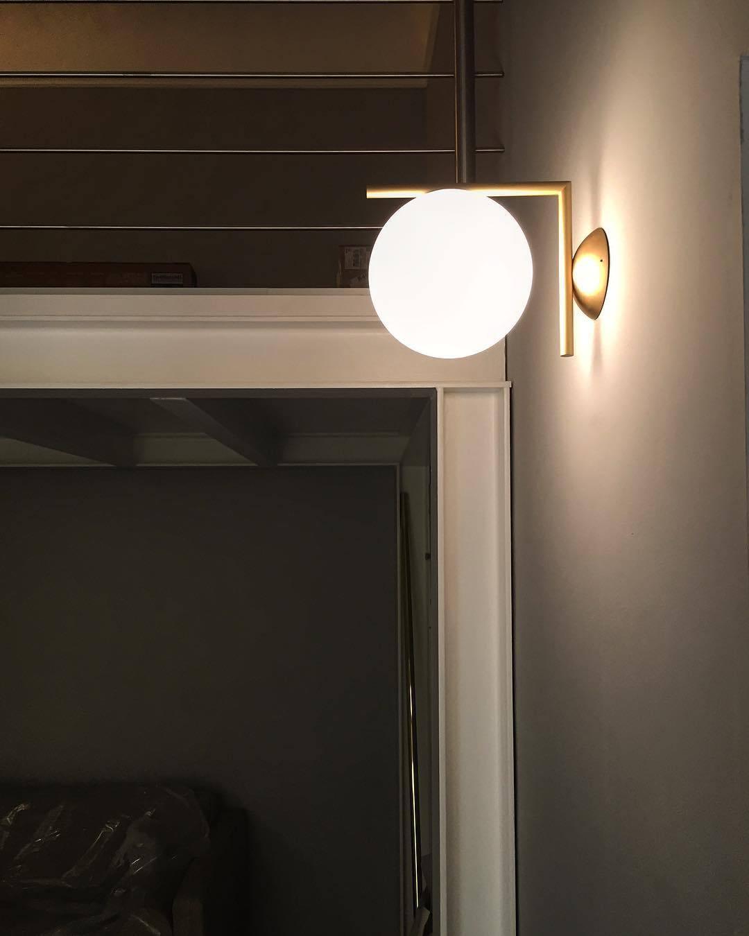 Blown Glass Wall Lamp | Opal Glass | Gold or Black