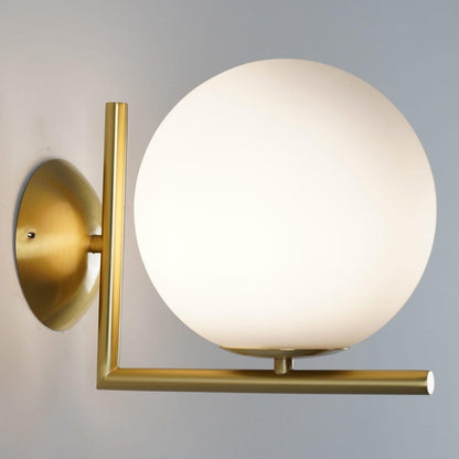 Blown Glass Wall Lamp | Opal Glass | Gold or Black
