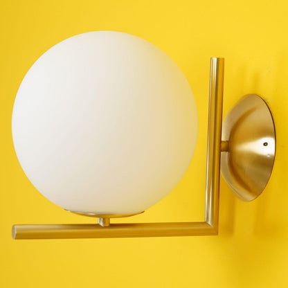 Blown Glass Wall Lamp | Opal Glass | Gold or Black