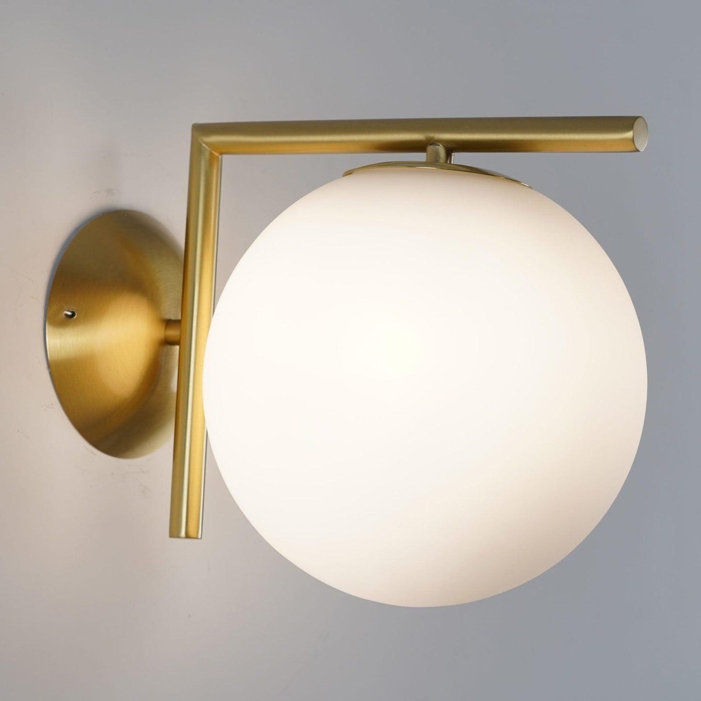 Blown Glass Wall Lamp | Opal Glass | Gold or Black