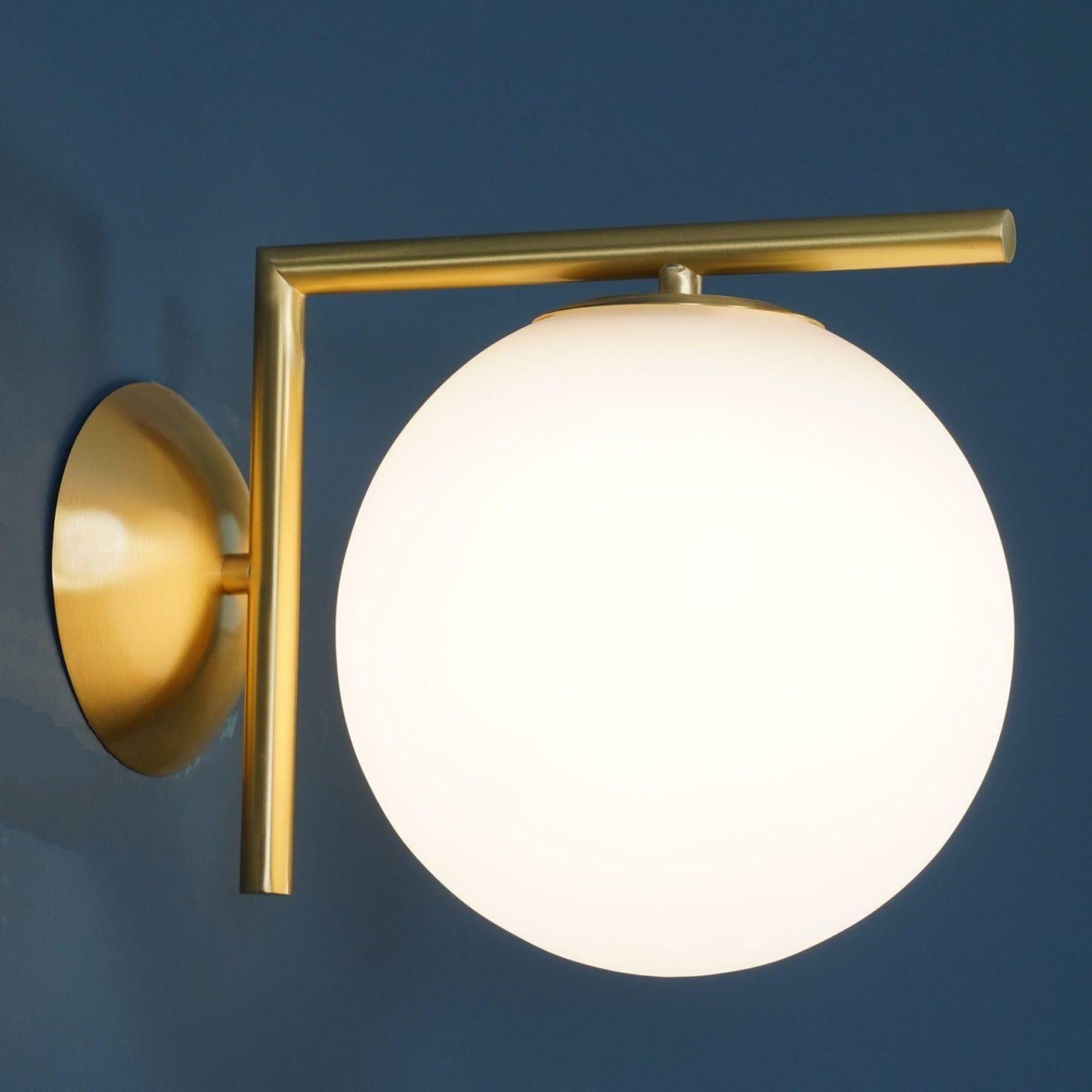 Blown Glass Wall Lamp | Opal Glass | Gold or Black