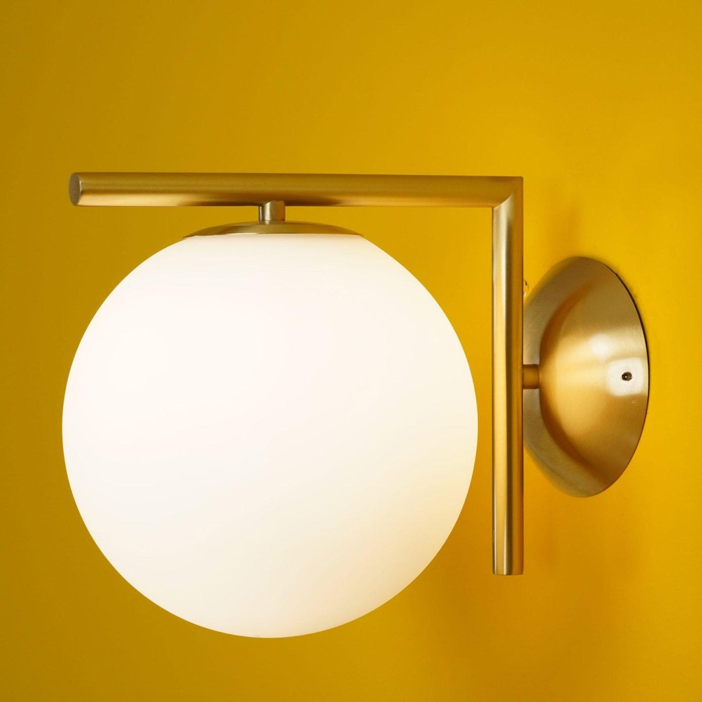 Blown Glass Wall Lamp | Opal Glass | Gold or Black