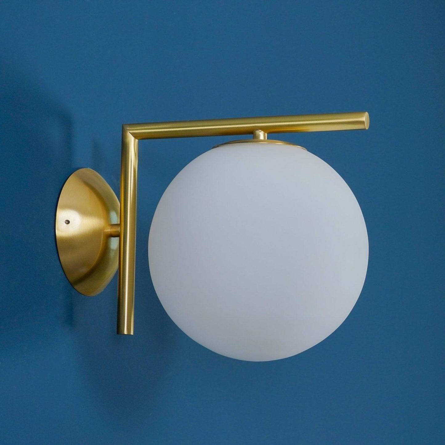 Blown Glass Wall Lamp | Opal Glass | Gold or Black