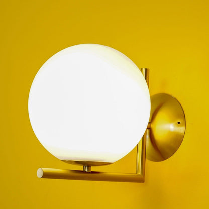 Blown Glass Wall Lamp | Opal Glass | Gold or Black
