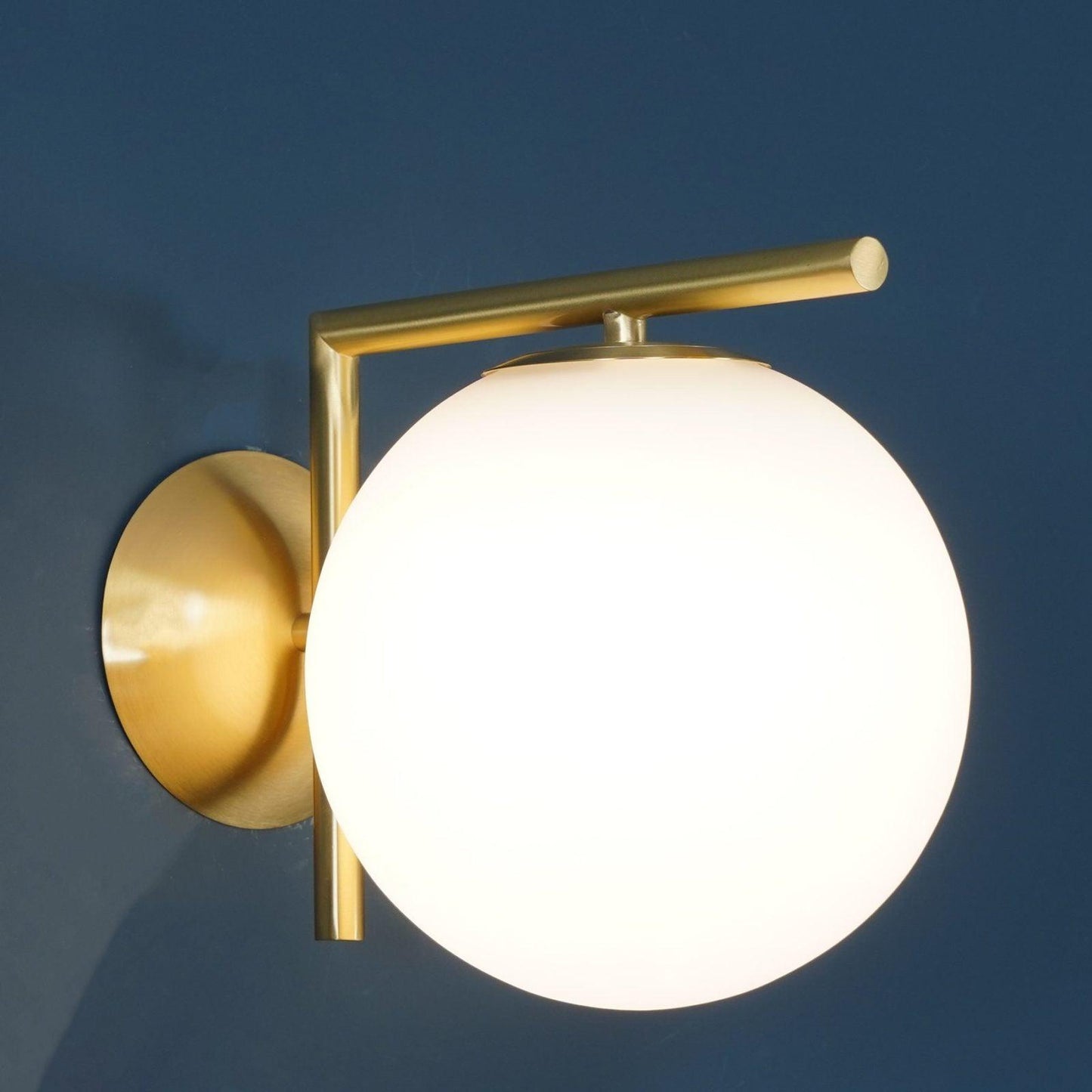 Blown Glass Wall Lamp | Opal Glass | Gold or Black