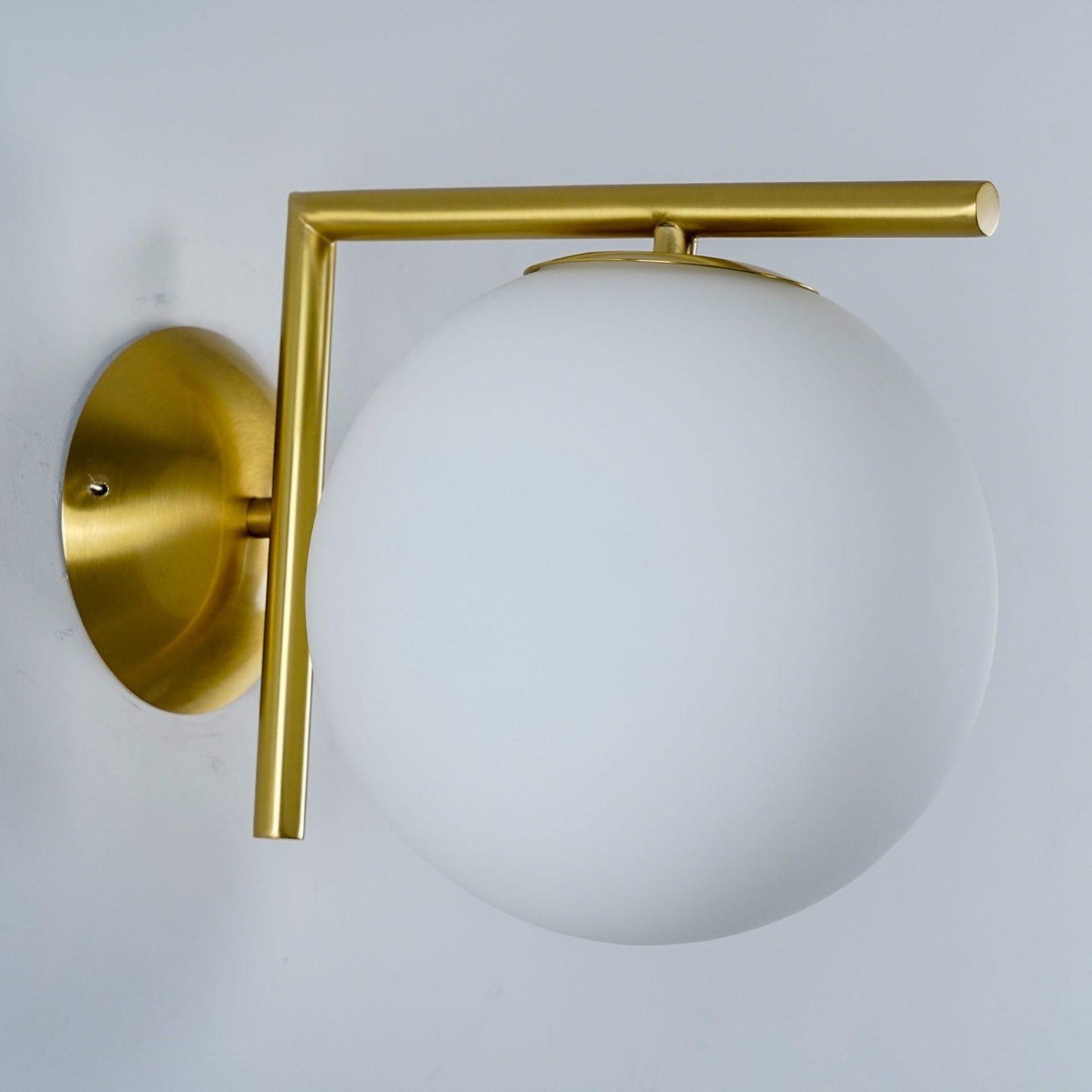 Blown Glass Wall Lamp | Opal Glass | Gold or Black