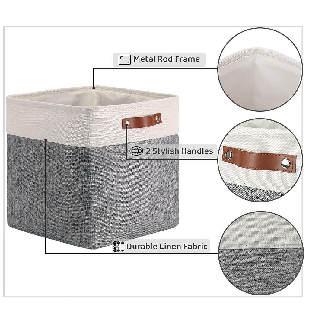 Canvas Storage Cube Box | High-Quality Fabric | 3 Pack