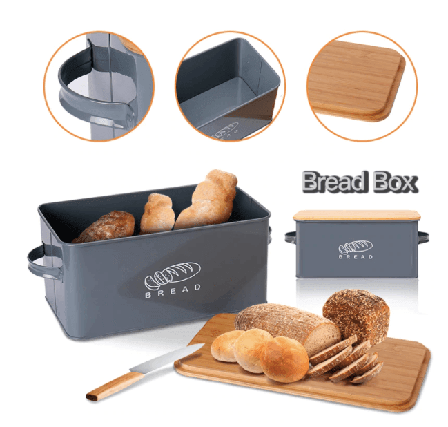 Bread Box | Bamboo Lid | Steel