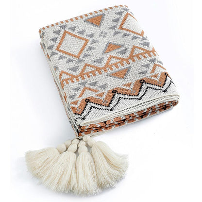 Cozy Knitted Blanket | Soft Acrylic Fiber | Decorative Tassel Design