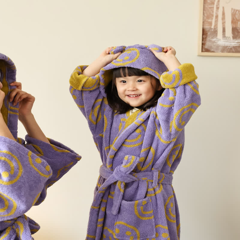 Smiling Face Bathrobe | Luxurious Pure Cotton | Kids & Adults Sizes