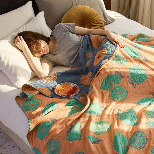 Lemon Pattern Reversible Quilt | 100% Organic Cotton | Full/Queen Size