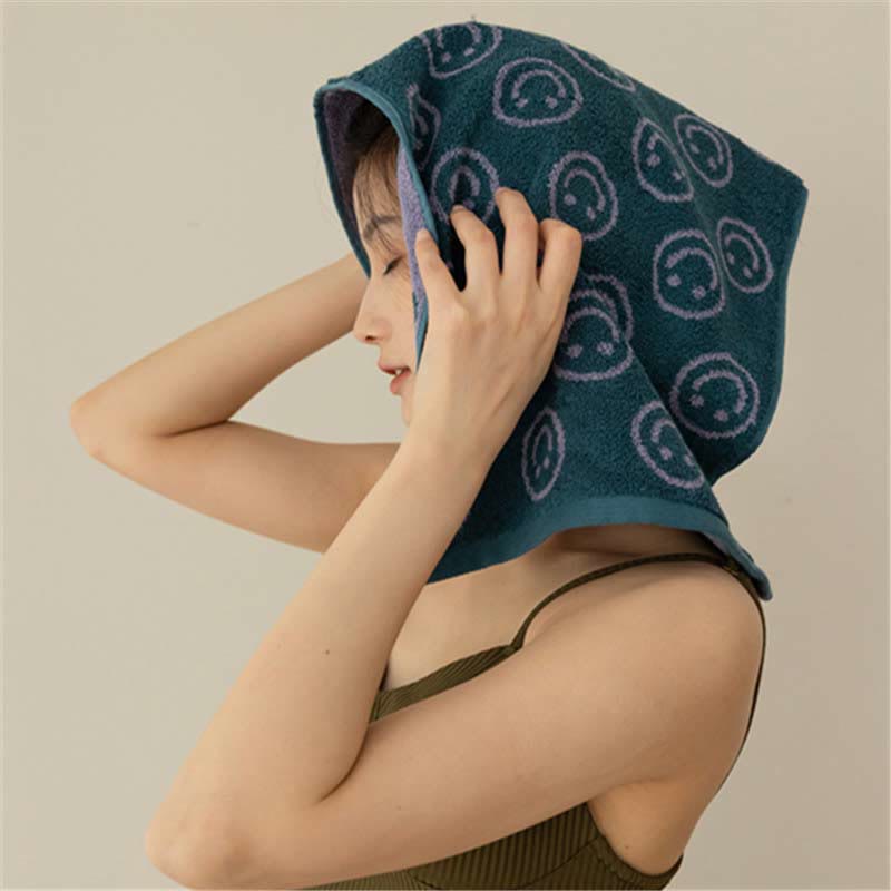 Combed Cotton Towel | Soft & Absorbent | Smiling Pattern | 70cm x 140cm