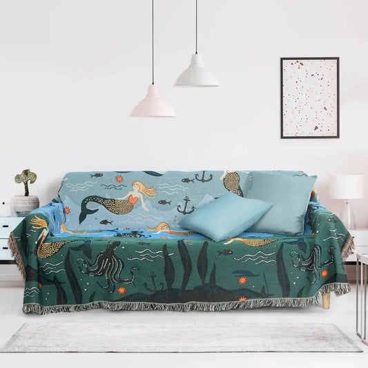 Mermaid Sofa Cover | Cotton-Polyester Blend | Multiple Sizes Available