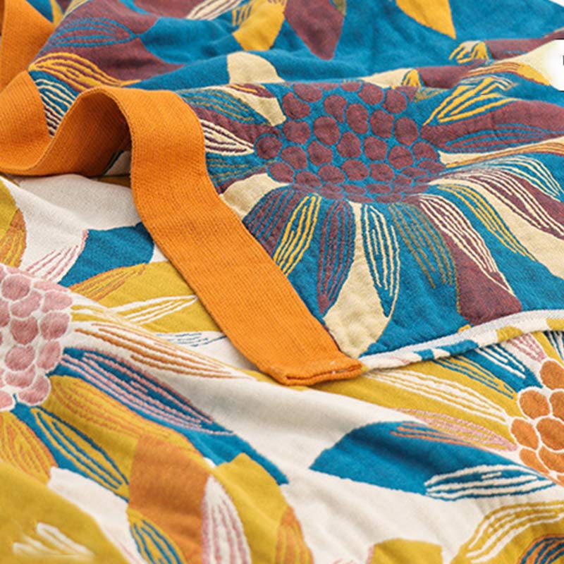 Cotton Quilt | Reversible Yellow Flower Print | Full/Queen Size