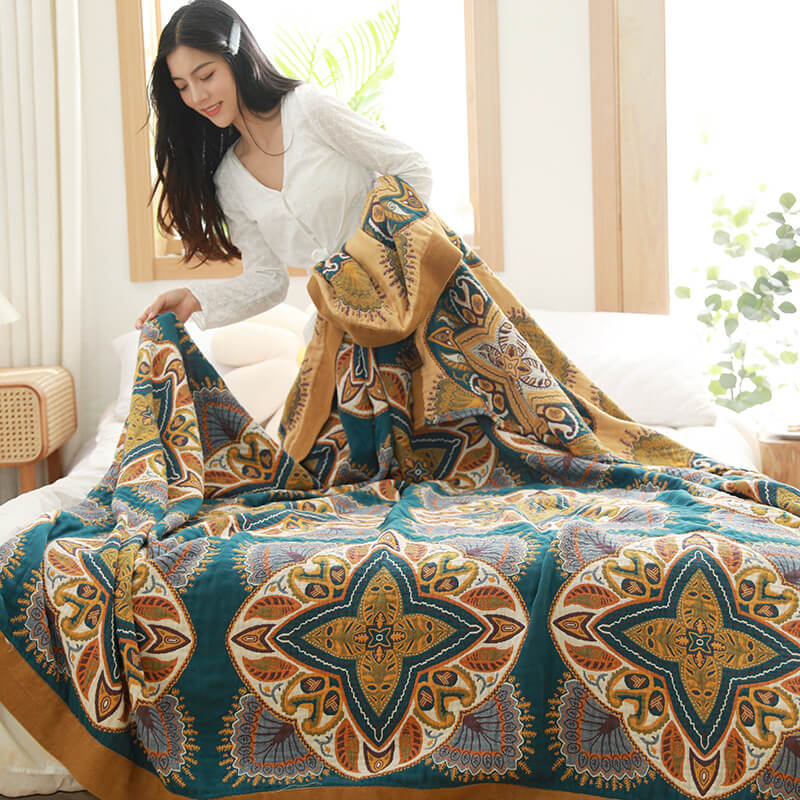 Cotton Reversible Quilt | Multicolor Lightweight Design | Available in Full, Queen, King Sizes