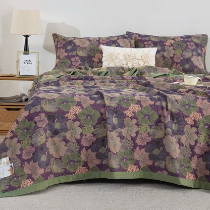 Reversible Floral Cotton Gauze Quilt | 100% Organic Cotton | Available in Full, Queen, Cal King, King Sizes