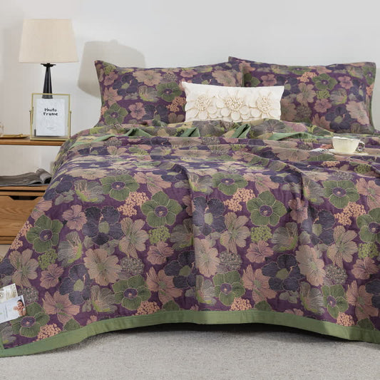 Reversible Floral Cotton Gauze Quilt | 100% Organic Cotton | Available in Full, Queen, Cal King, King Sizes