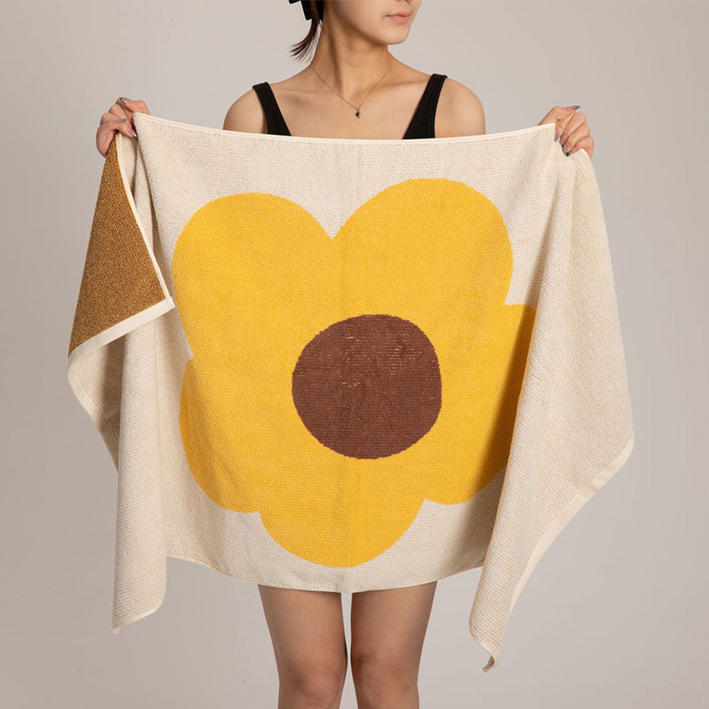 Flower Pattern Cotton Bath Towel | Breathable & Soft | 70cm x 140cm