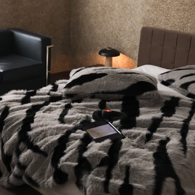 Zebra Print Blanket | Faux Fur Polyester | 39" x 63"