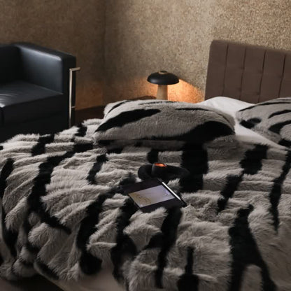 Zebra Print Blanket | Faux Fur Polyester | 39" x 63"