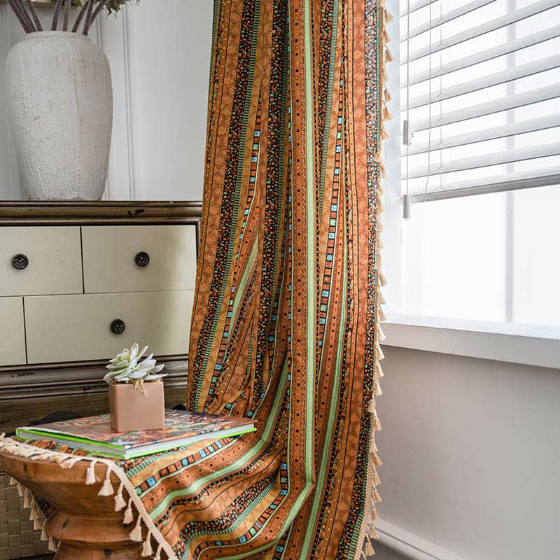 Boho Tassel Curtain | Cotton Blend | Semi-Blackout