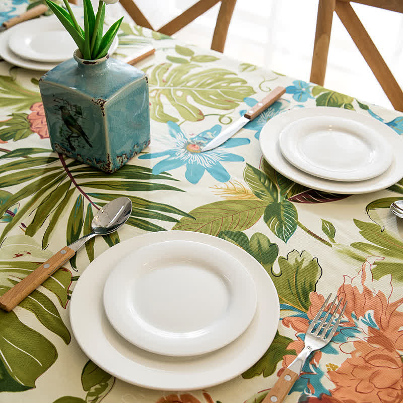 Tropical Monstera Tablecloth | Pure Cotton | Multiple Sizes Available