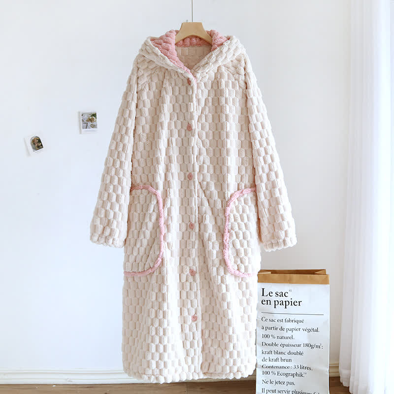 Hooded Bathrobe | Soft Microfiber Flannel | Solid Color