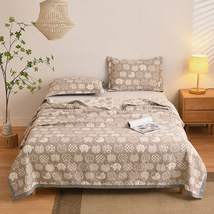 Cat Pattern Quilt Cover | 100% Organic Cotton | Gray, Full Size