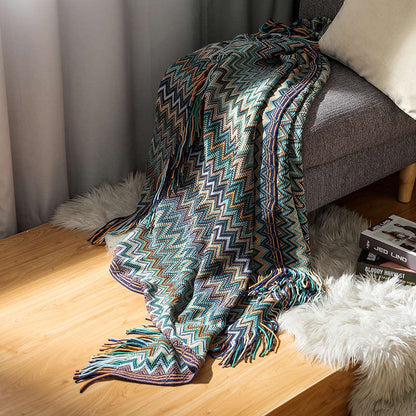 Striped Tassel Blanket | Soft Acrylic Fiber | Multiple Sizes