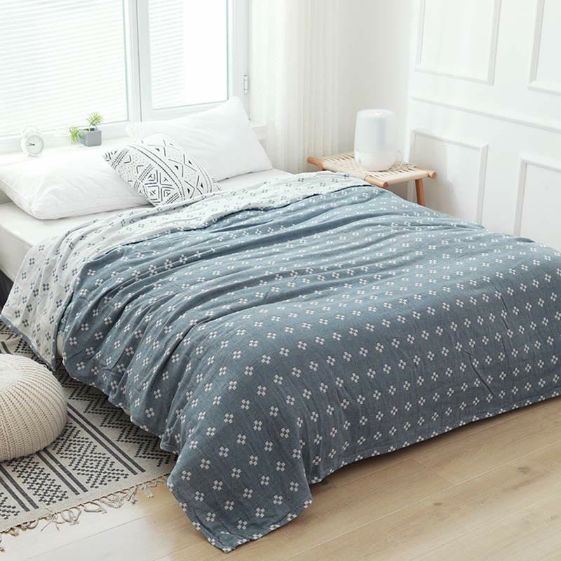 Mini White Plaid Quilt | 100% Organic Cotton | Lightweight Summer Bedding