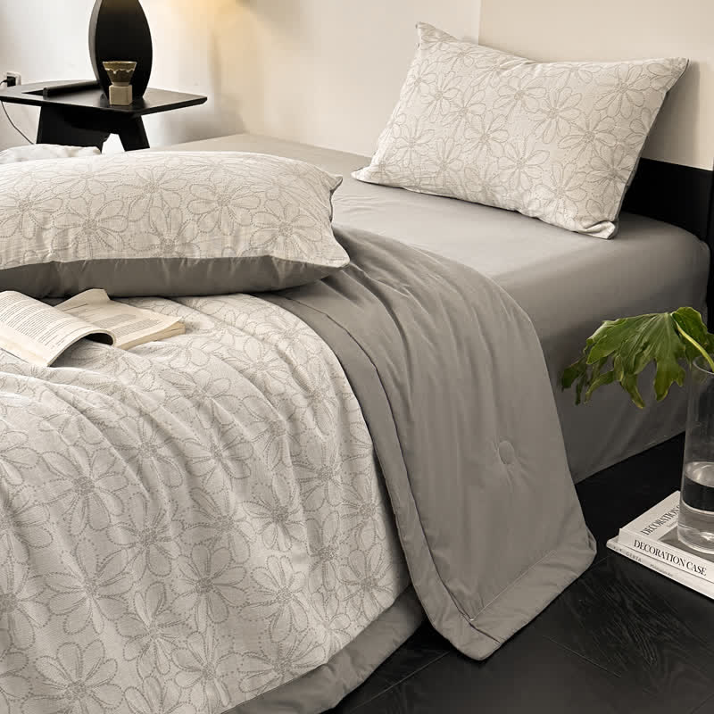 Jacquard Daisy Bedding Set | Cotton Gauze | 4 Pieces