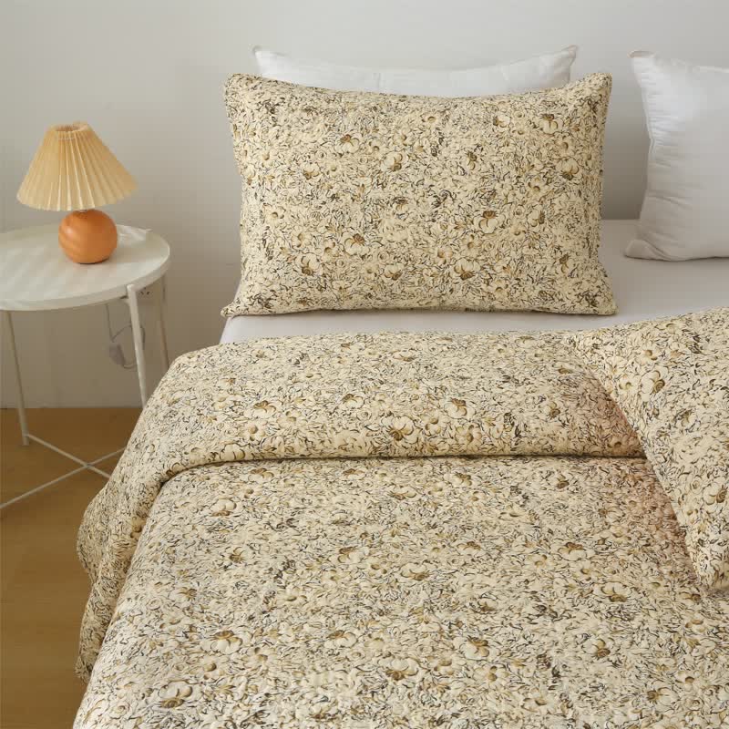 Organic Cotton Quilted Bedding Set | Floral Pattern | Full/Queen/King Options