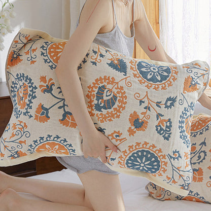 Floral Print Pillow Towels | Cotton Gauze | Set of 2
