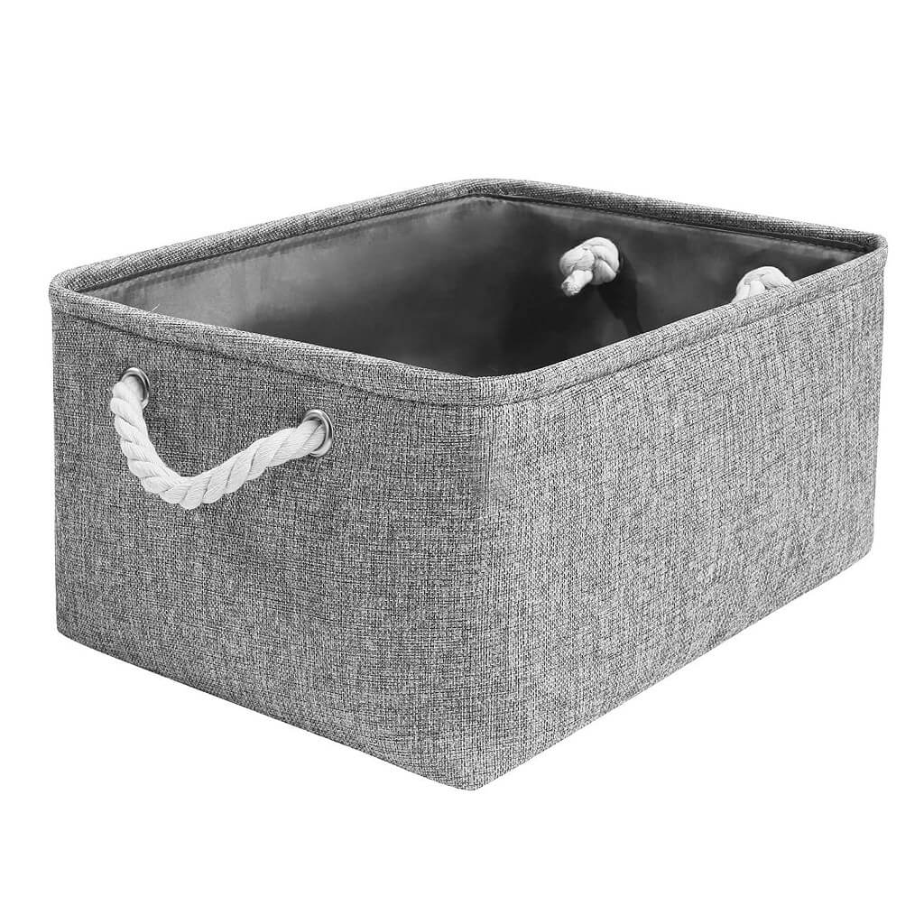 Grey Storage Baskets | Durable Fabric with Rope Handles | Set of 3 Sizes